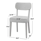 Lifestorey 5pc Carlisle Solid Wood Dining Set Light Gray: Mid-Century Modern, Rubberwood, Polyester Upholstery, Foam Fill