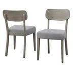 Lifestorey 5pc Carlisle Solid Wood Dining Set Light Gray: Mid-Century Modern, Rubberwood, Polyester Upholstery, Foam Fill
