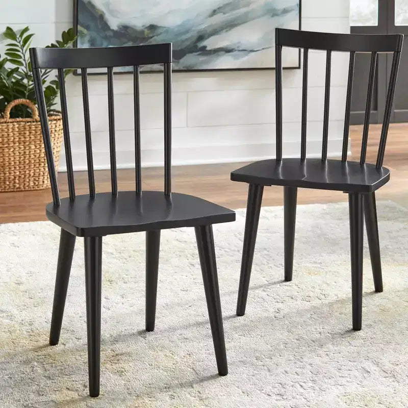 Lifestorey 5pc Edmonton Farmhouse Extendable Dining Set with Solid Wood Chairs Matte Black