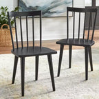 Lifestorey 5pc Edmonton Farmhouse Extendable Dining Set with Solid Wood Chairs Matte Black