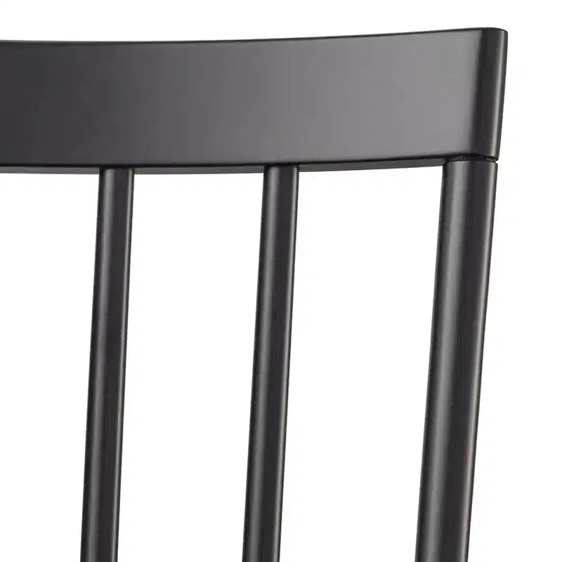 Lifestorey 5pc Edmonton Farmhouse Extendable Dining Set with Solid Wood Chairs Matte Black