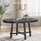 Lifestorey 5pc Edmonton Farmhouse Extendable Dining Set with Solid Wood Chairs Matte Black