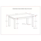 WyndenHall Saige Rectangle Dining Table Walnut Veneer: Contemporary Style, Seats 6, Non-Extension