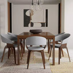 WyndenHall Saige Rectangle Dining Table Walnut Veneer: Contemporary Style, Seats 6, Non-Extension
