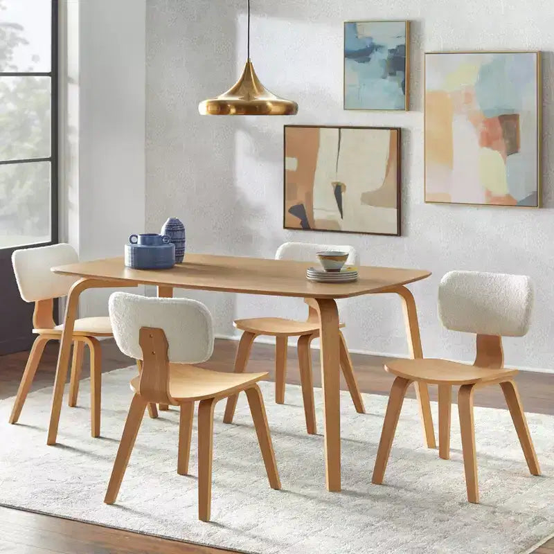 Lifestorey 5pc Sigrid Rectangular Dining Set Natural Light Oak