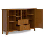 Freemont Sideboard Buffet with Storage, Adjustable Shelves & Bronze Knobs - WyndenHall: Holds 12 Bottles, Solid Wood