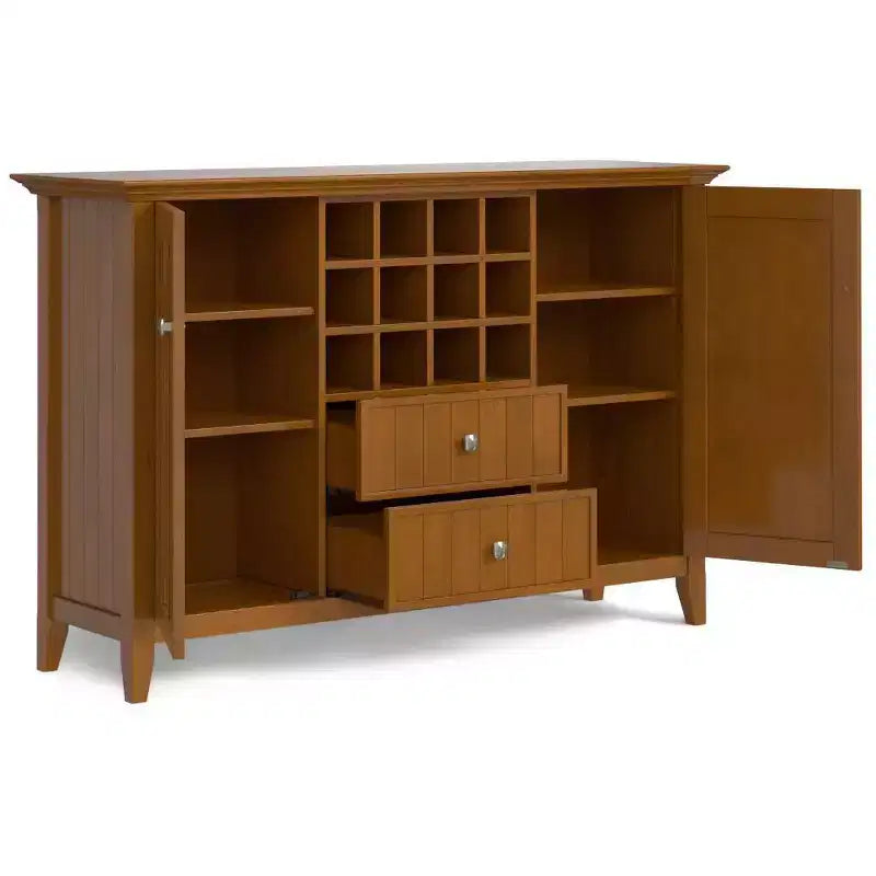 Freemont Sideboard Buffet with Storage, Adjustable Shelves & Bronze Knobs - WyndenHall: Holds 12 Bottles, Solid Wood