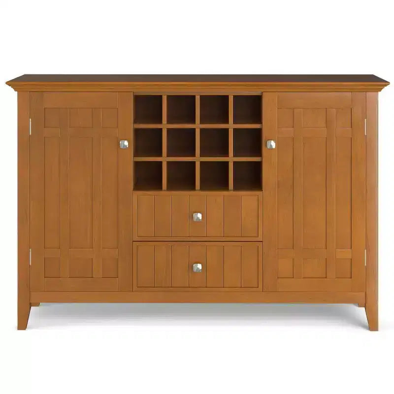 Freemont Sideboard Buffet with Storage, Adjustable Shelves & Bronze Knobs - WyndenHall: Holds 12 Bottles, Solid Wood