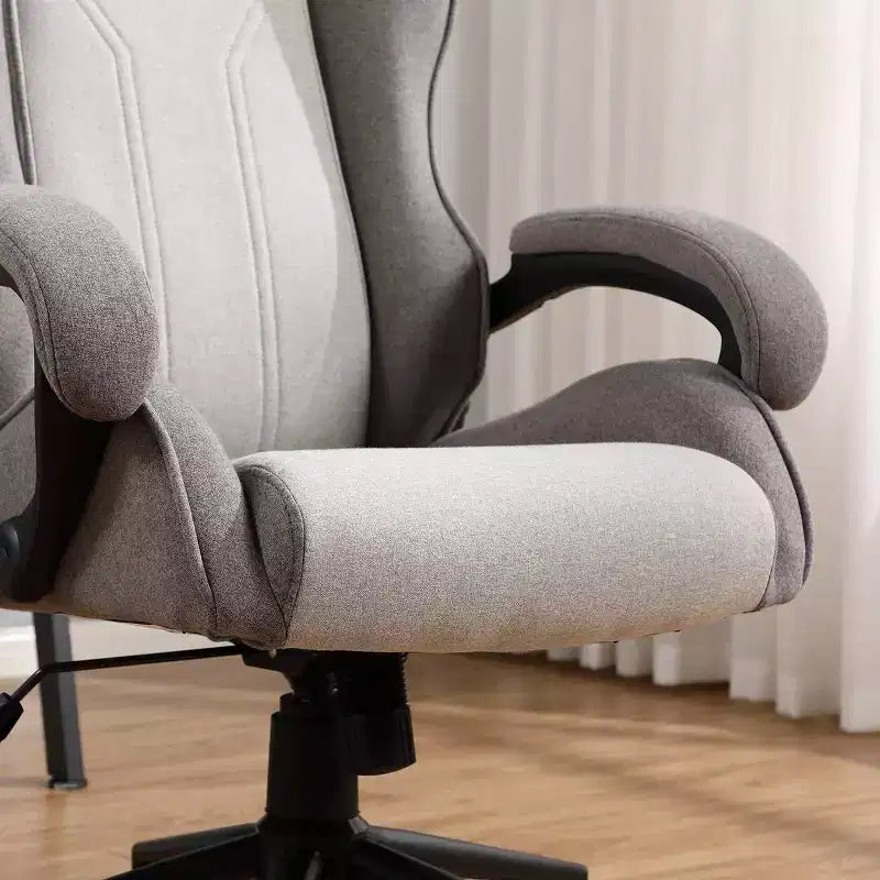 Swivel Gaming Chair Gray - Room Essentials™: Upholstered Computer Desk Chair, Adjustable, Fixed Arms