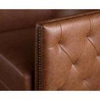 Milton Tufted Barrel Swivel Chair Brown - Madison Park: Upholstered, No Assembly, Bronze Plated Finish