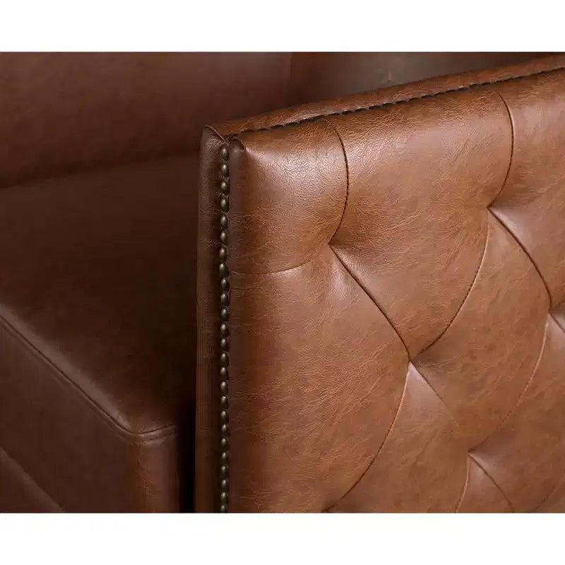 Milton Tufted Barrel Swivel Chair Brown - Madison Park: Upholstered, No Assembly, Bronze Plated Finish