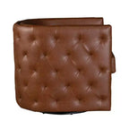 Milton Tufted Barrel Swivel Chair Brown - Madison Park: Upholstered, No Assembly, Bronze Plated Finish