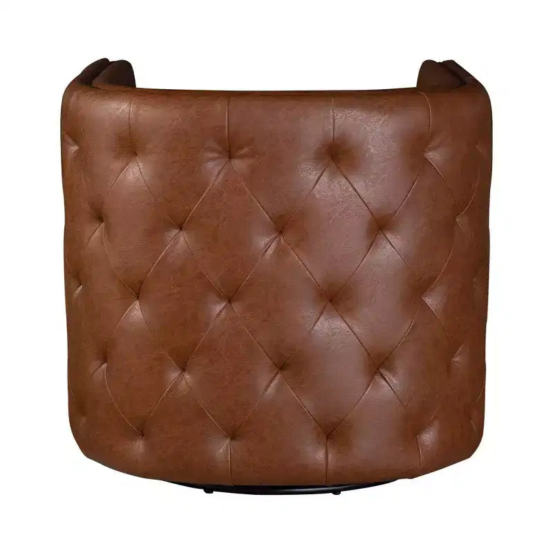 Milton Tufted Barrel Swivel Chair Brown - Madison Park: Upholstered, No Assembly, Bronze Plated Finish