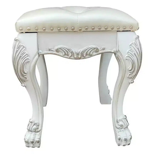 20" Dresden II Accent Chair PU/Bone White Finish - Acme Furniture: Romantic Spirit, Champagne Wingback, Nailhead Trim