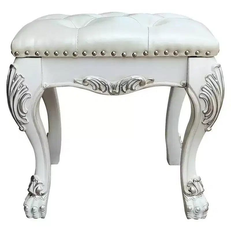 20" Dresden II Accent Chair PU/Bone White Finish - Acme Furniture: Romantic Spirit, Champagne Wingback, Nailhead Trim