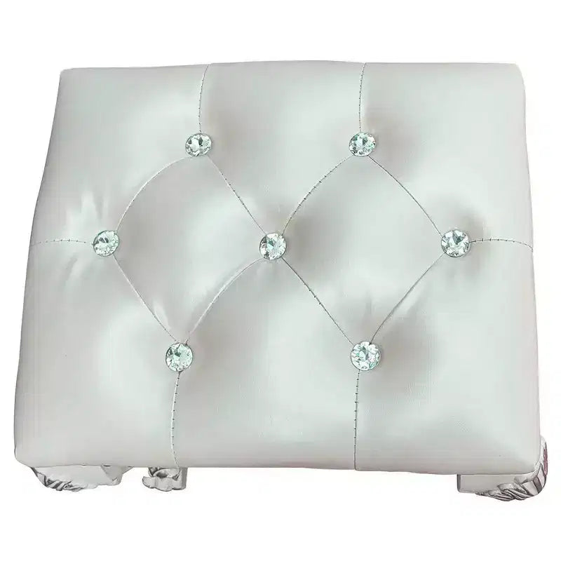 20" Dresden II Accent Chair PU/Bone White Finish - Acme Furniture: Romantic Spirit, Champagne Wingback, Nailhead Trim