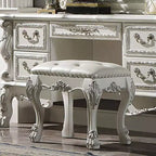 20" Dresden II Accent Chair PU/Bone White Finish - Acme Furniture: Romantic Spirit, Champagne Wingback, Nailhead Trim