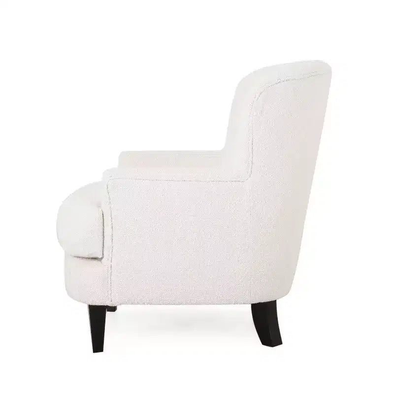 Christopher Knight Home Hartshorn Boucle Upholstered Club Chair and Ottoman Set Almond/Matte Black