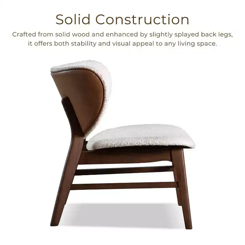 HOMES: Inside + Out River Run Mid-Century Modern Wingback Boucle Accent Chair Walnut