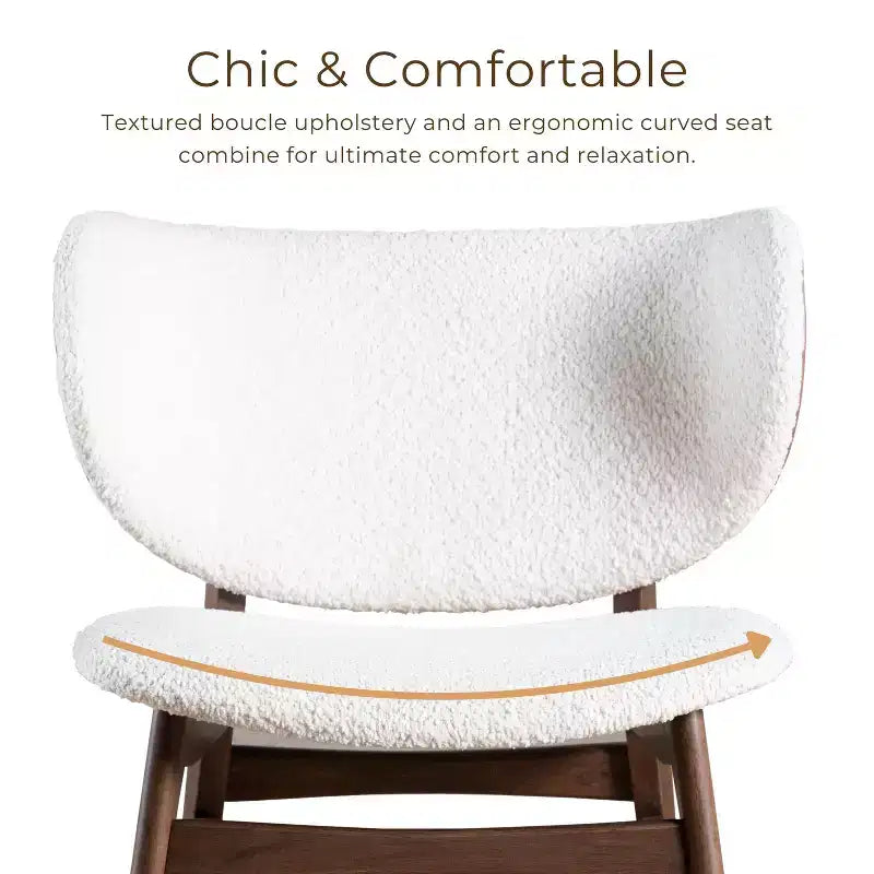 HOMES: Inside + Out River Run Mid-Century Modern Wingback Boucle Accent Chair Walnut
