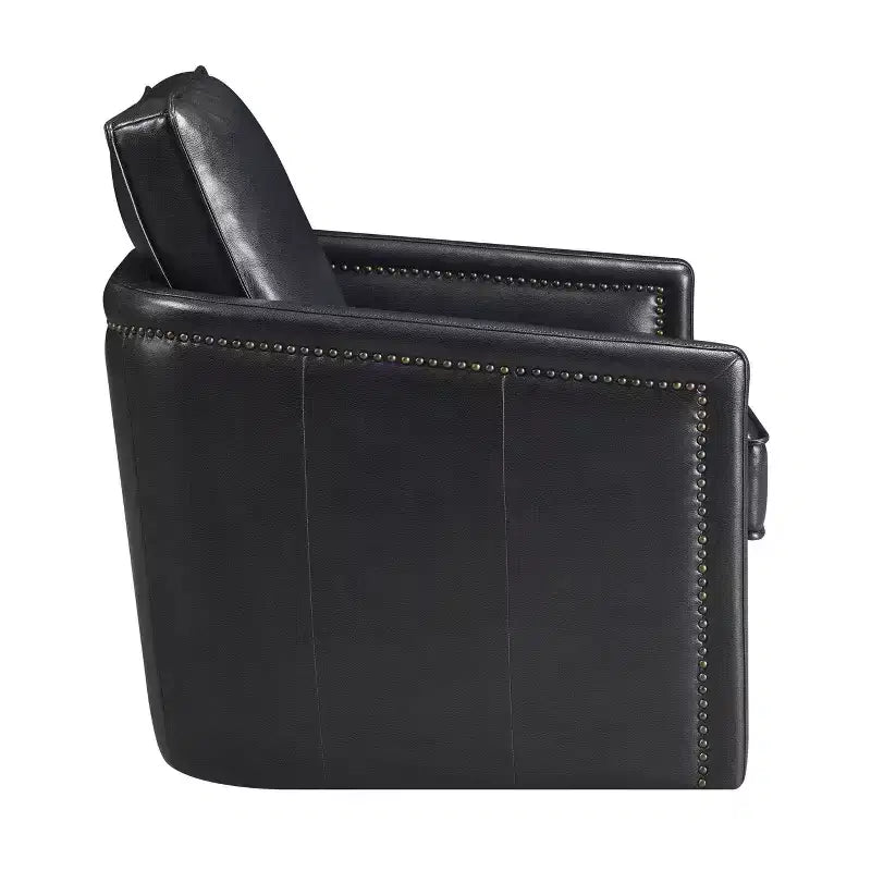 30" Rocha Accent Chair Black Leather Aire: Swivel, Removable Cushions, Faux Leather, Wood Frame, Contemporary Style