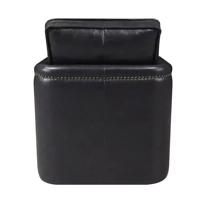 30" Rocha Accent Chair Black Leather Aire: Swivel, Removable Cushions, Faux Leather, Wood Frame, Contemporary Style
