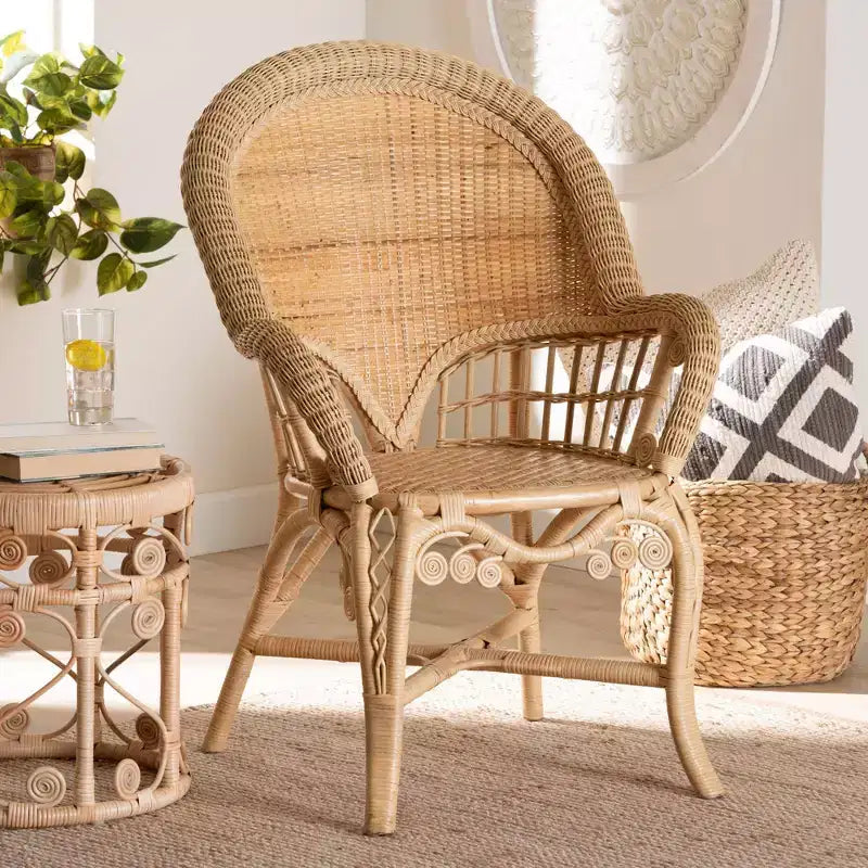 bali & pari Ratu Rattan Accent Chair: Handcrafted, Bohemian Design, No Assembly Required
