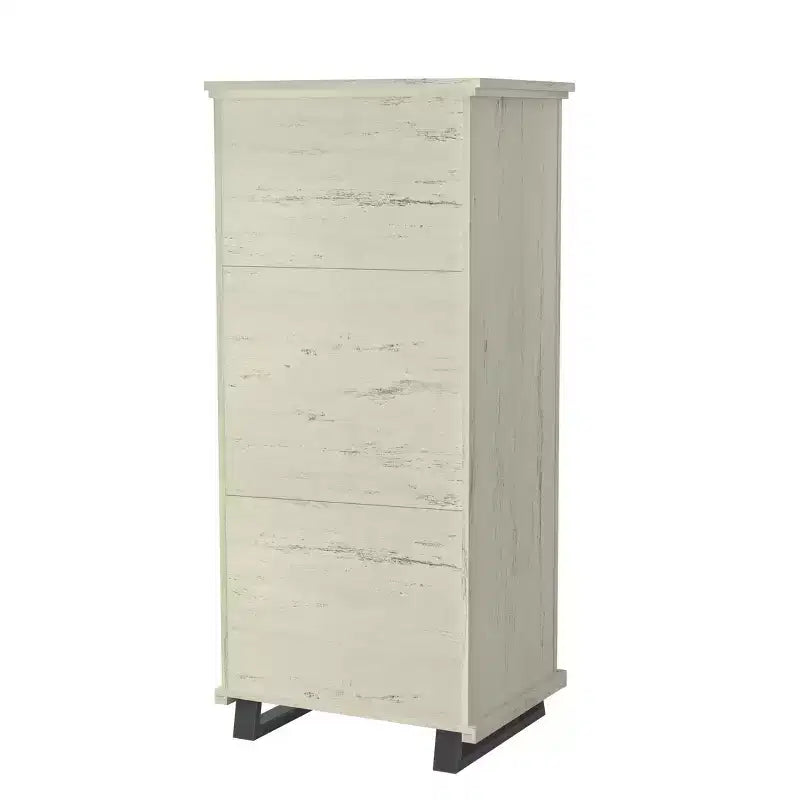 Festivo 3pc Contemporary 24" 5 Drawer Chest and 3 Drawer Nightstand Set Saw Cut Off-White: MDF, Metal Legs, Anti-Tip