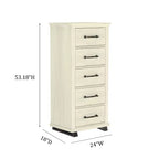 Festivo 3pc Contemporary 24" 5 Drawer Chest and 3 Drawer Nightstand Set Saw Cut Off-White: MDF, Metal Legs, Anti-Tip
