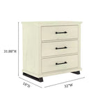 Festivo 3pc Contemporary 24" 5 Drawer Chest and 3 Drawer Nightstand Set Saw Cut Off-White: MDF, Metal Legs, Anti-Tip