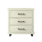 Festivo 3pc Contemporary 24" 5 Drawer Chest and 3 Drawer Nightstand Set Saw Cut Off-White: MDF, Metal Legs, Anti-Tip