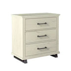 Festivo 3pc Contemporary 24" 5 Drawer Chest and 3 Drawer Nightstand Set Saw Cut Off-White: MDF, Metal Legs, Anti-Tip