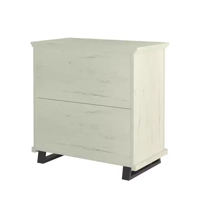 Festivo 3pc Contemporary 24" 5 Drawer Chest and 3 Drawer Nightstand Set Saw Cut Off-White: MDF, Metal Legs, Anti-Tip
