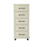 Festivo 3pc Contemporary 24" 5 Drawer Chest and 3 Drawer Nightstand Set Saw Cut Off-White: MDF, Metal Legs, Anti-Tip