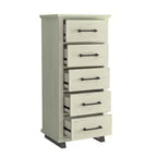 Festivo 3pc Contemporary 24" 5 Drawer Chest and 3 Drawer Nightstand Set Saw Cut Off-White: MDF, Metal Legs, Anti-Tip