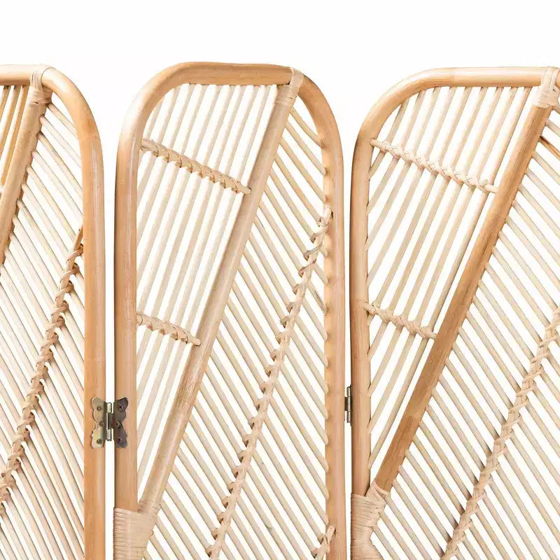 bali & pari Firenze Rattan Room Divider Natural Brown: Handcrafted, Trifold, Bohemian Design, No Assembly Required