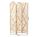 bali & pari Firenze Rattan Room Divider Natural Brown: Handcrafted, Trifold, Bohemian Design, No Assembly Required