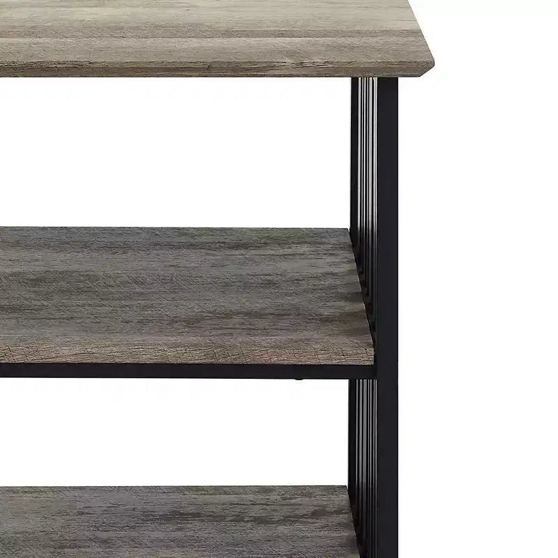 22" Zudora Nightstand Antique Oak and Black Finish - Acme Furniture: Metal Frame, Open Shelf, No Assembly Required