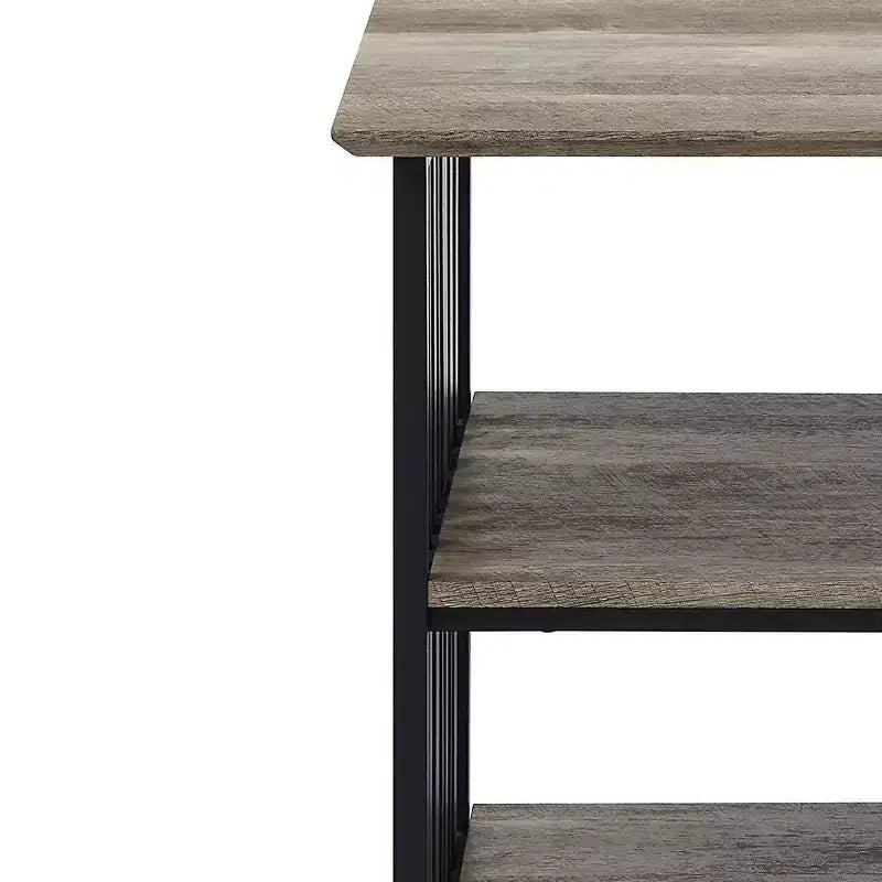 22" Zudora Nightstand Antique Oak and Black Finish - Acme Furniture: Metal Frame, Open Shelf, No Assembly Required