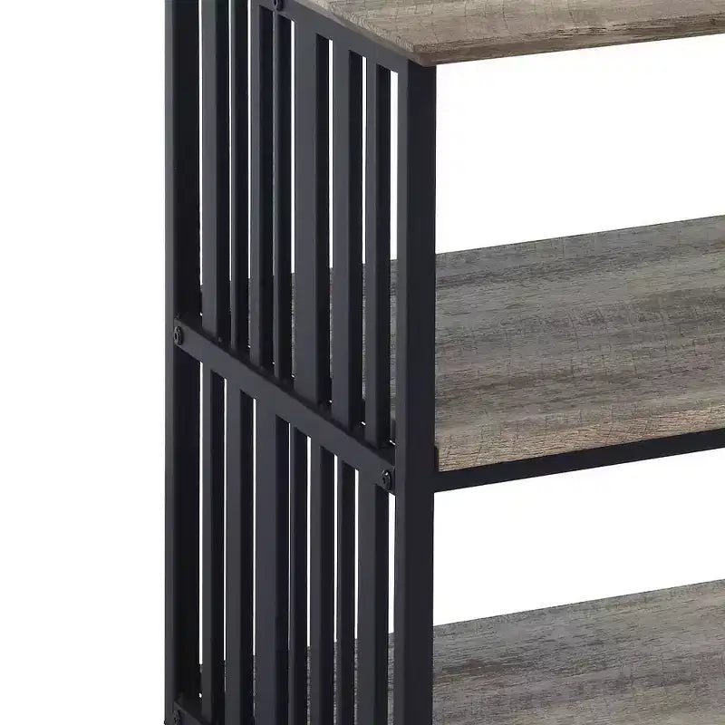 22" Zudora Nightstand Antique Oak and Black Finish - Acme Furniture: Metal Frame, Open Shelf, No Assembly Required