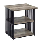 22" Zudora Nightstand Antique Oak and Black Finish - Acme Furniture: Metal Frame, Open Shelf, No Assembly Required