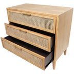 Olivia & May 32" Wood Cabinet: Rattan Cane Drawers, Gold Accents, No Assembly Required