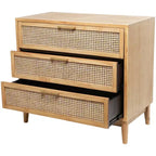 Olivia & May 32" Wood Cabinet: Rattan Cane Drawers, Gold Accents, No Assembly Required