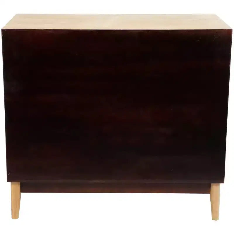 Olivia & May 32" Wood Cabinet: Rattan Cane Drawers, Gold Accents, No Assembly Required