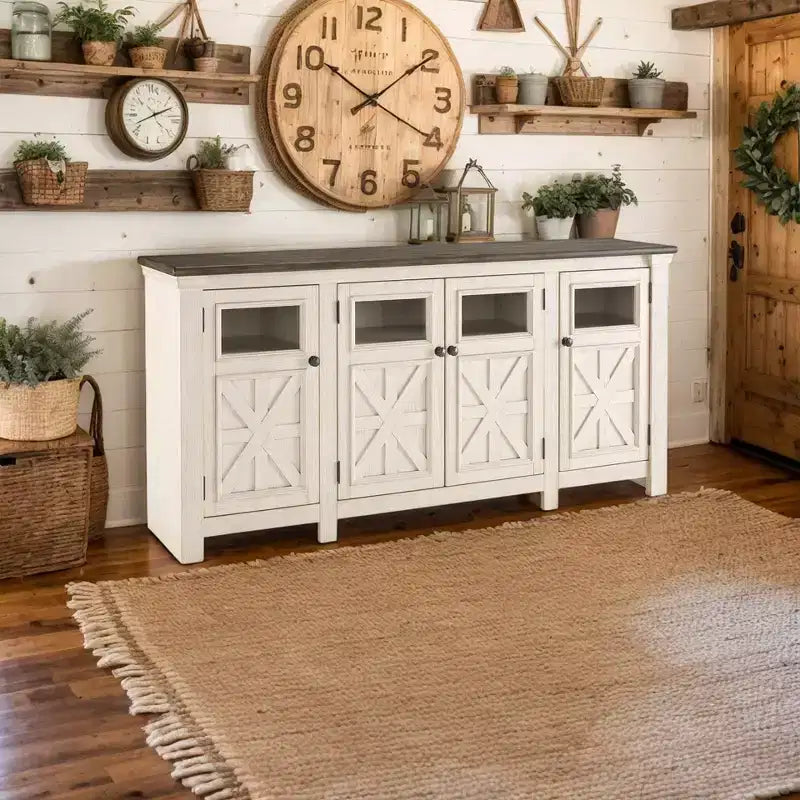 Bolanburg Extra Large TV Stand for TVs up to 74" Off White: Entertainment Center - Signature Design by Ashley