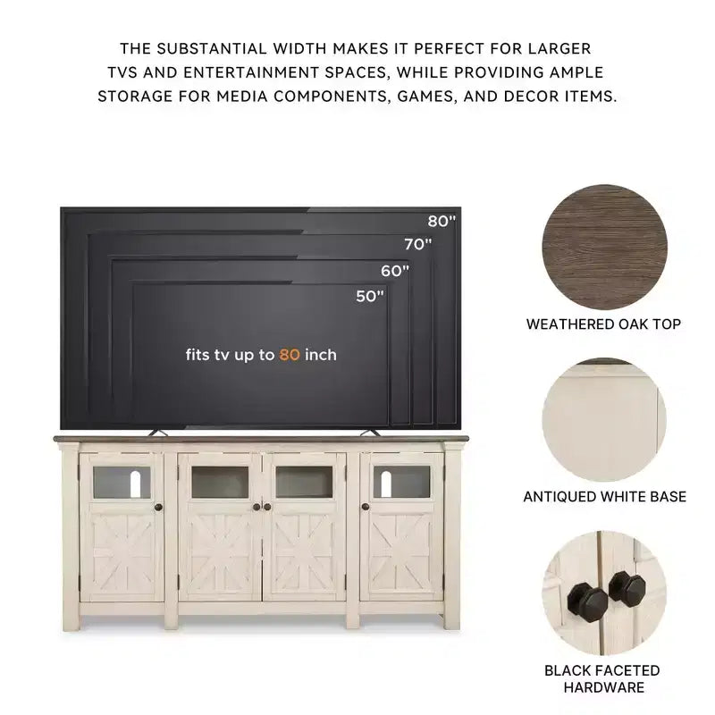 Bolanburg Extra Large TV Stand for TVs up to 74" Off White: Entertainment Center - Signature Design by Ashley