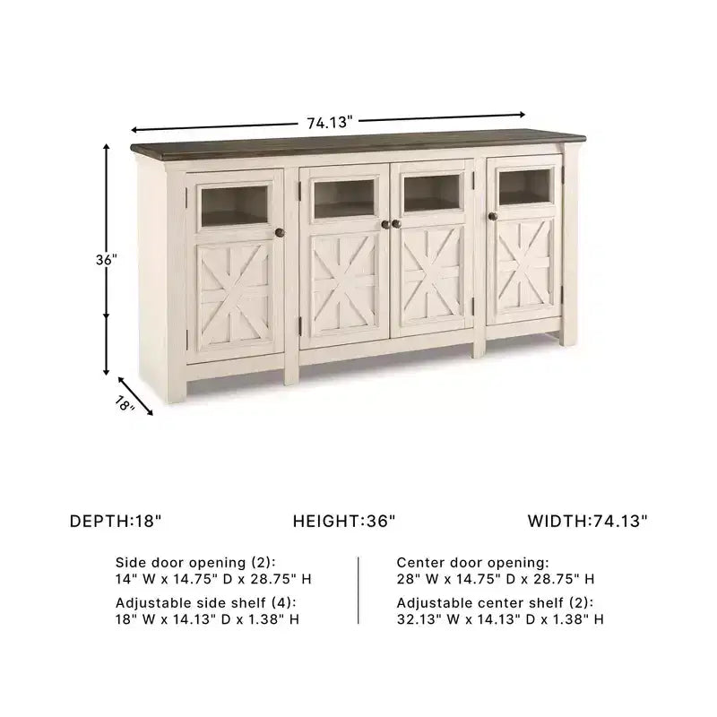 Bolanburg Extra Large TV Stand for TVs up to 74" Off White: Entertainment Center - Signature Design by Ashley