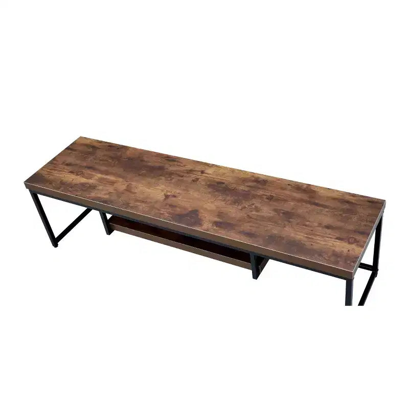 Bob TV Stand for TVs up to 59" Weathered Oak/Black Metal Finish - Acme Furniture: Sturdy Console for Television Display