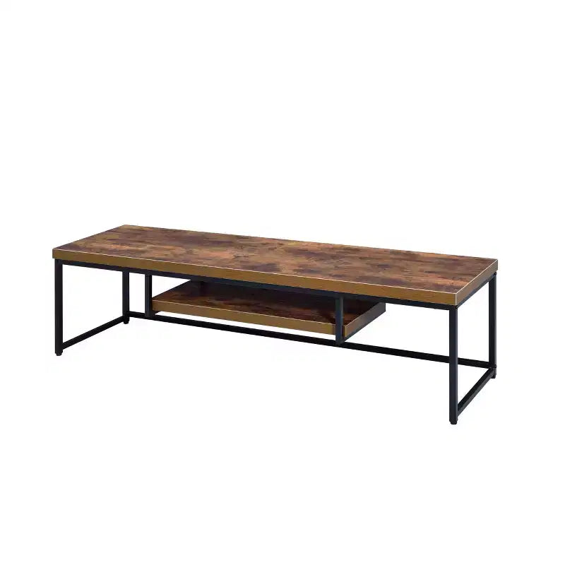 Bob TV Stand for TVs up to 59" Weathered Oak/Black Metal Finish - Acme Furniture: Sturdy Console for Television Display