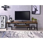 Bob TV Stand for TVs up to 59" Weathered Oak/Black Metal Finish - Acme Furniture: Sturdy Console for Television Display